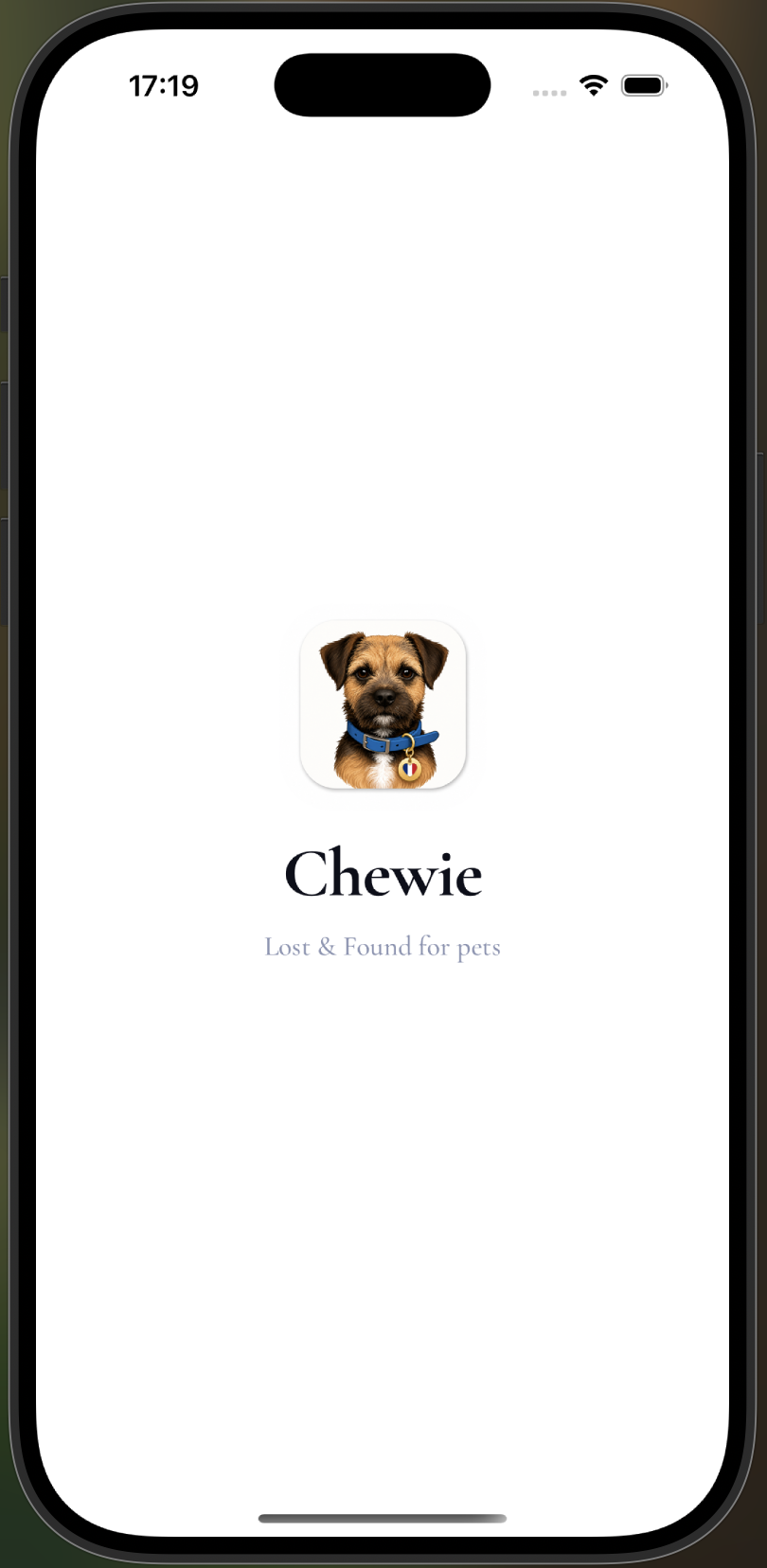 Chewie app intro screen
